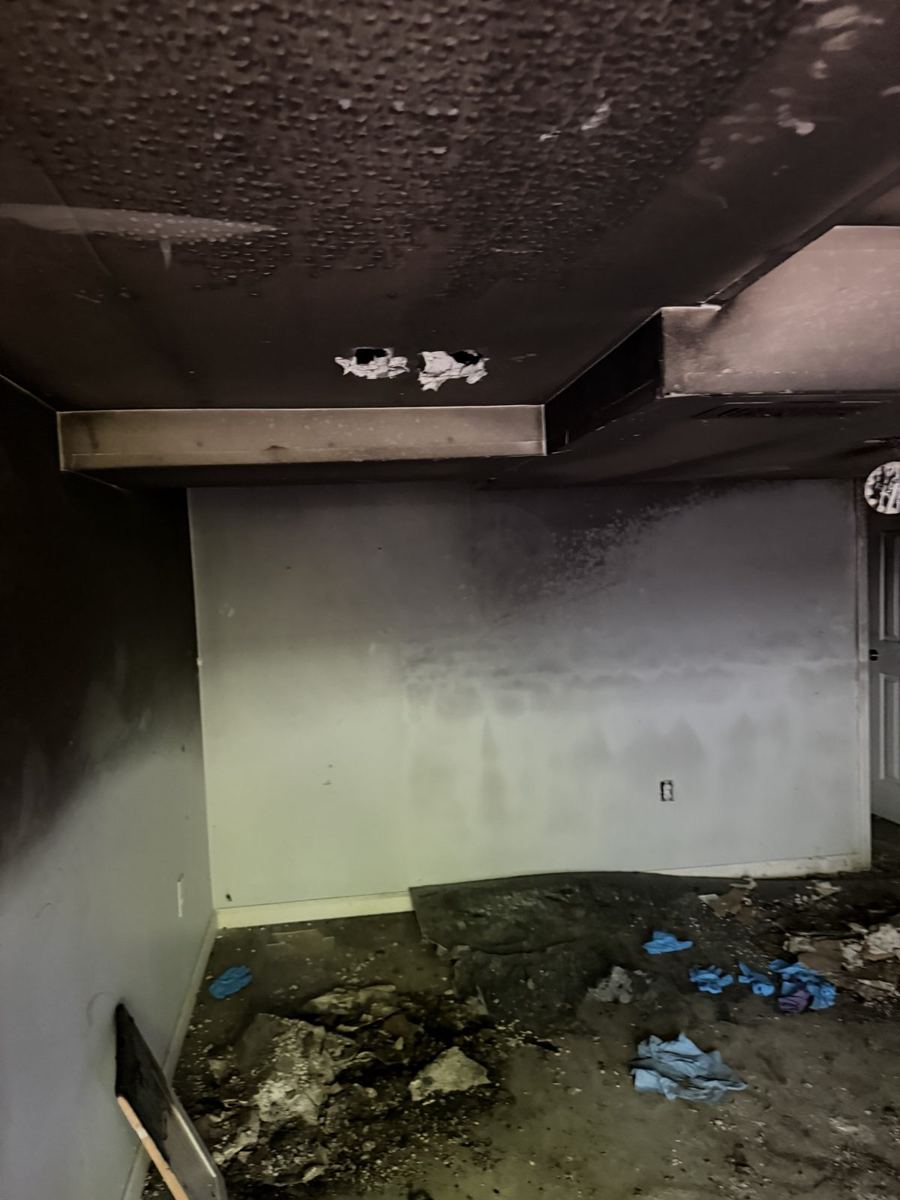 Damaged room before demolition